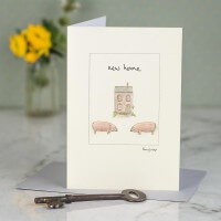 Handmade Mini Card - New Home Pigs
