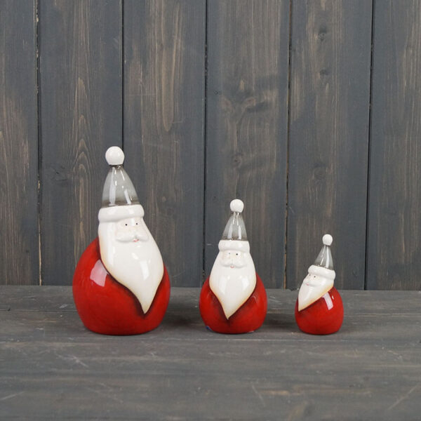 Ceramic Santa with Red Body - 9.2cm,12.3cm,17.5cm